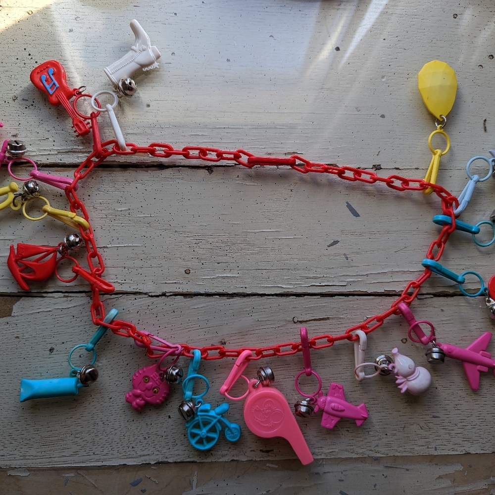 1980s Plastic Charm Necklace